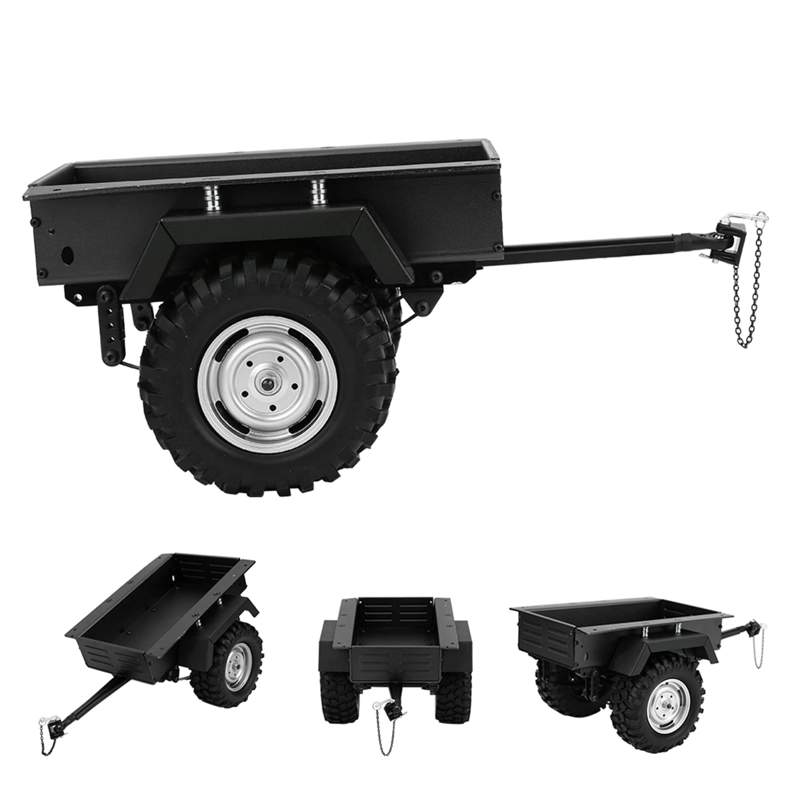 Samochód RC z przyczepą, Stop Aluminium RC Car Hitch Trailer Wysoka Symulacja RC Samochód z przyczepą kubełkową Model Pojazdu RC Zabawka dla Dzieci Pasuje do Skali Pojazdu