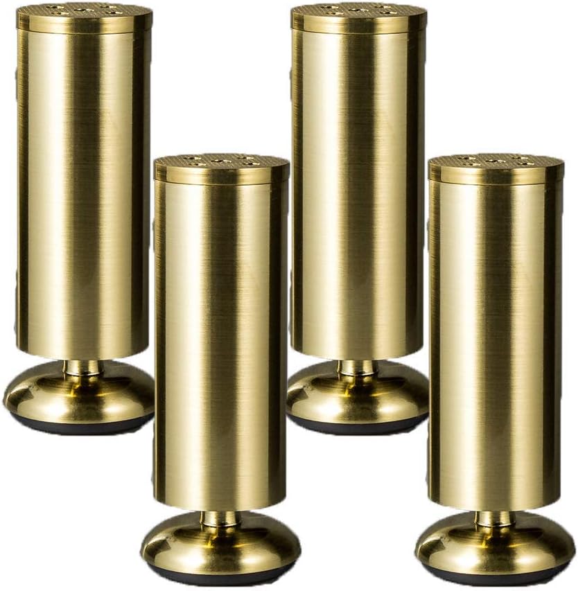 Furniture Legs，4Pcs，Adjustable Zinc Alloy Sofa Legsniture Feet Accessories Replacement of Table Cabinet Metal Bed Legsniture Risers with Screws/Gold/12Cm