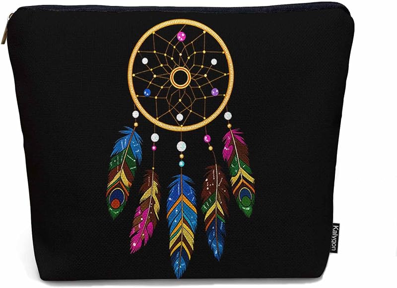 Necessaire de maquiagem Kalygon Dream Catcher com zíper, estampa Native American, 1 unidade
