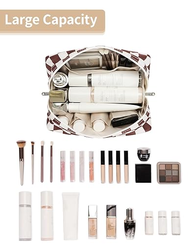 Miniatura 355 de Narwey Cute Cheetah Makeup Bag Travel Cosmetic Bag Organizer Toiletry Bag Make Up Bags with Compartments for Women Girls (Large, Black Leopard)