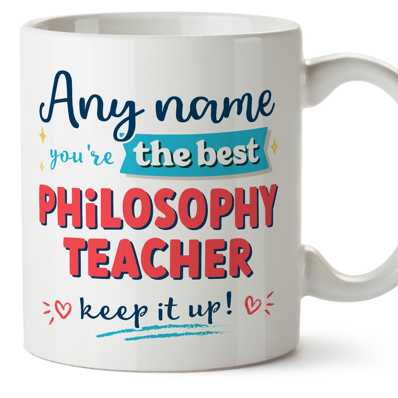 MUGFFINS Personalised Mug for Philosophy Teacher Man - in English - Keep it up! - Funny Custom Gift for Colleagues - Ceramic 11oz Mug โ image 1