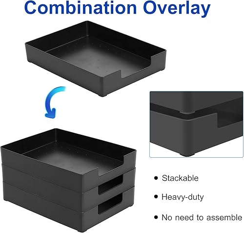 Miniatura 3 de Bandeja tamaño carta, bandeja de papel para escritorio, de plástico de un solo nivel (1 unidad), organizador de escritorio apilable, soporte de