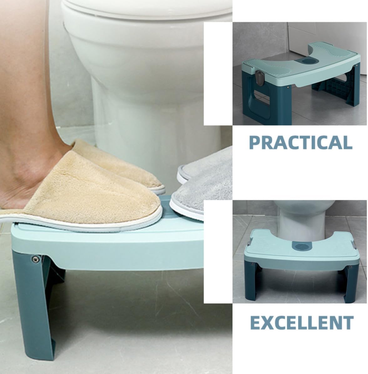 Foldable Toilet Step Stool for Adults, ABS Posture Support