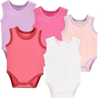 طقم سالوبيت بكباسين بدون أكمام من القطن للبنات الصغيرات من جاست كيدينج - 5 قطع