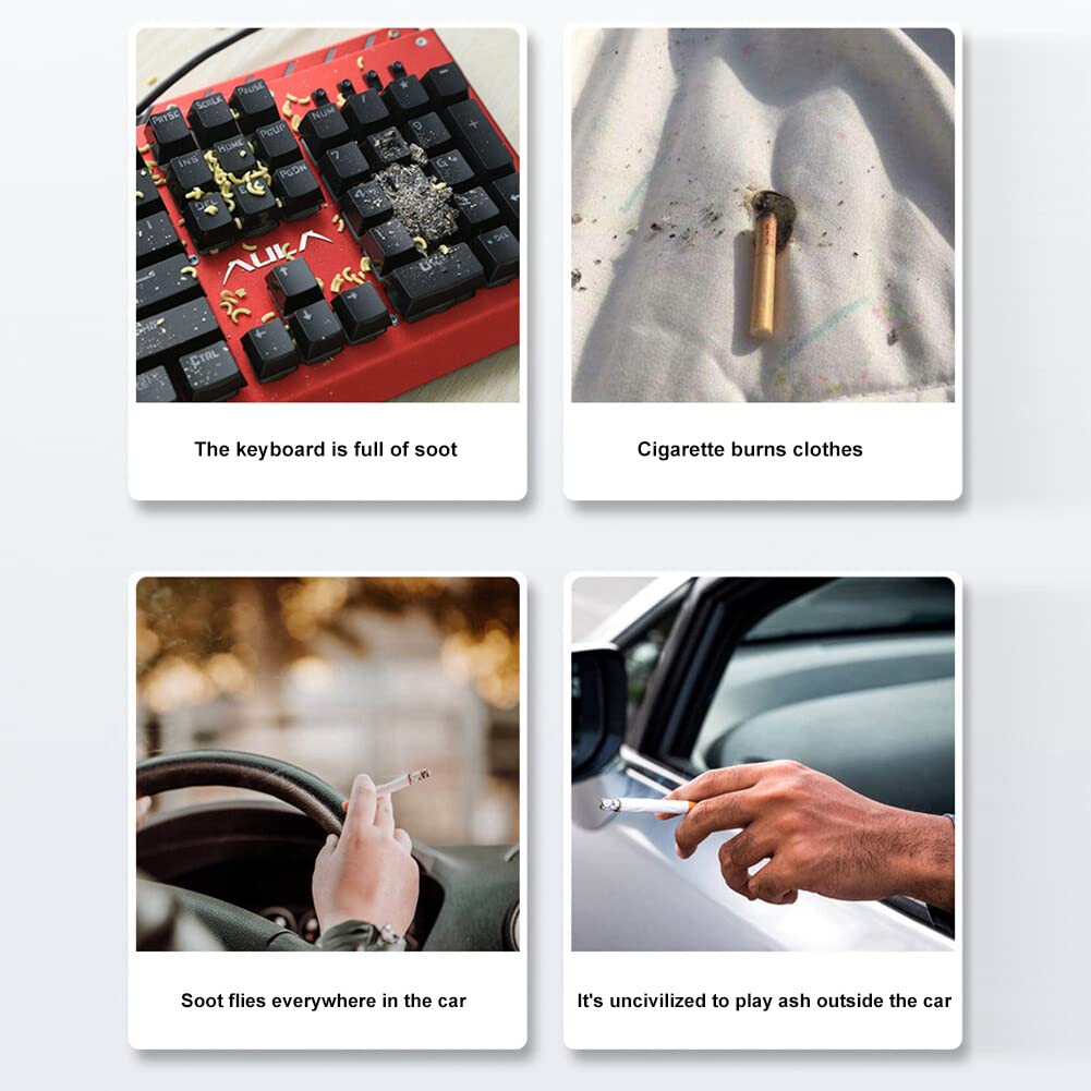 Ihreesy Portable Metal Cigarette Ash Tube Windproof Smokeless Ashtray Fireproof Cigarettes Ash Holder Detachable Cigarette Ashtray for Indoor Outdoor Smoking, Dark Grey