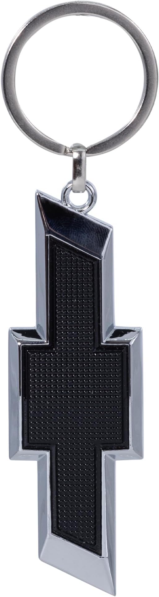 Plasticolor 004577R01 Chevrolet Textured Black and Chrome Bowtie Enamel Key Chain, Black and Chrome, 4.25" x 1.12"