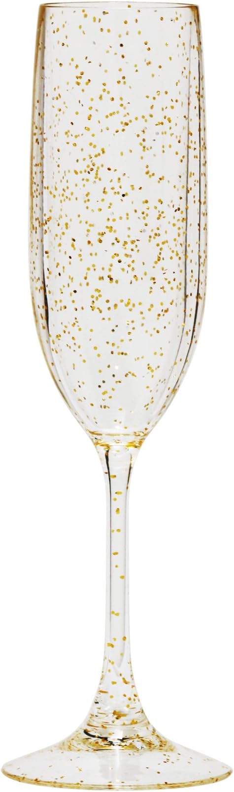 Diligence4us Tritan Sparkle Champagne Flute, Set of 4, Gold