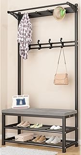 WLPRYHBD Appendiabiti Appendiabiti, Albero da Corridoio con Panca da Scarpa for Ingresso in Inglese, Vestiti Ferroviaria Freestanding, for Scarpe da Stoccaggio, Vestiti (Color : C, Size : 100CM)