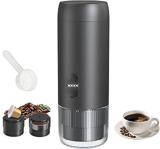 ZDFRBJG Portable Espresso Machine: 2-in-1 for Ground Coffee & Capsules, Battery-Powered for Camping, Travel, Office