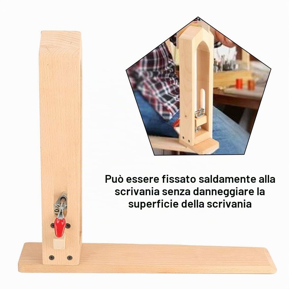 Morsetto in pelle, clip di fissaggio in legno e pelle, per lavori in pelle, cucito, fai da te, tavolo e scrivania, Marrone, Regolabile, Unico
