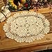 kilofly Crochet Cotton Lace Placemats Doilies 4pc, Oval, Beige, 11.8 x 17.7 inch