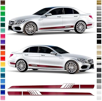 Auto Dress Seiten Streifen Aufkleber Set Dekor Passend Fur Mercedes C Klasse W205 S205 In Wunschfarbe Motiv Amg Farbwunsch Amazon De Auto Motorrad