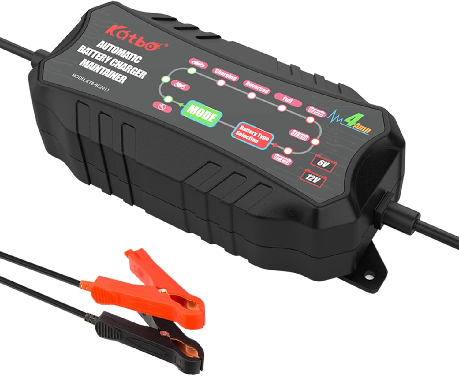 KATBO 4Amp Battery Charger, battery Maintainer 6V 12V 24V car battery