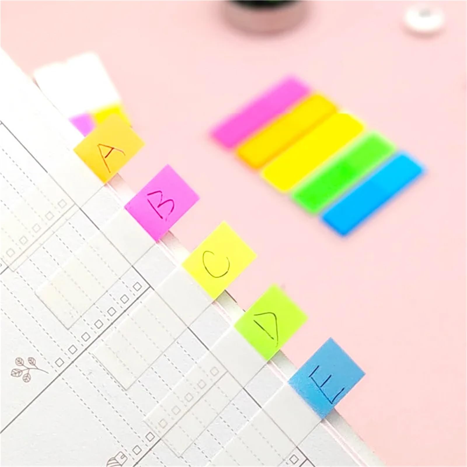 Note adesive, 40 foglietti adesivi per ufficio e scuola, color arcobaleno (colore A)