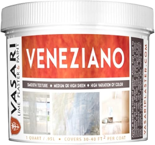 Miniatura 8 de VASARI Yeso y pintura de cal  Yeso Veneziano (acabado suave)  Hecho de cal natural y mármol en polvo  color blanco natural #1  tamaño 1 cuarto de