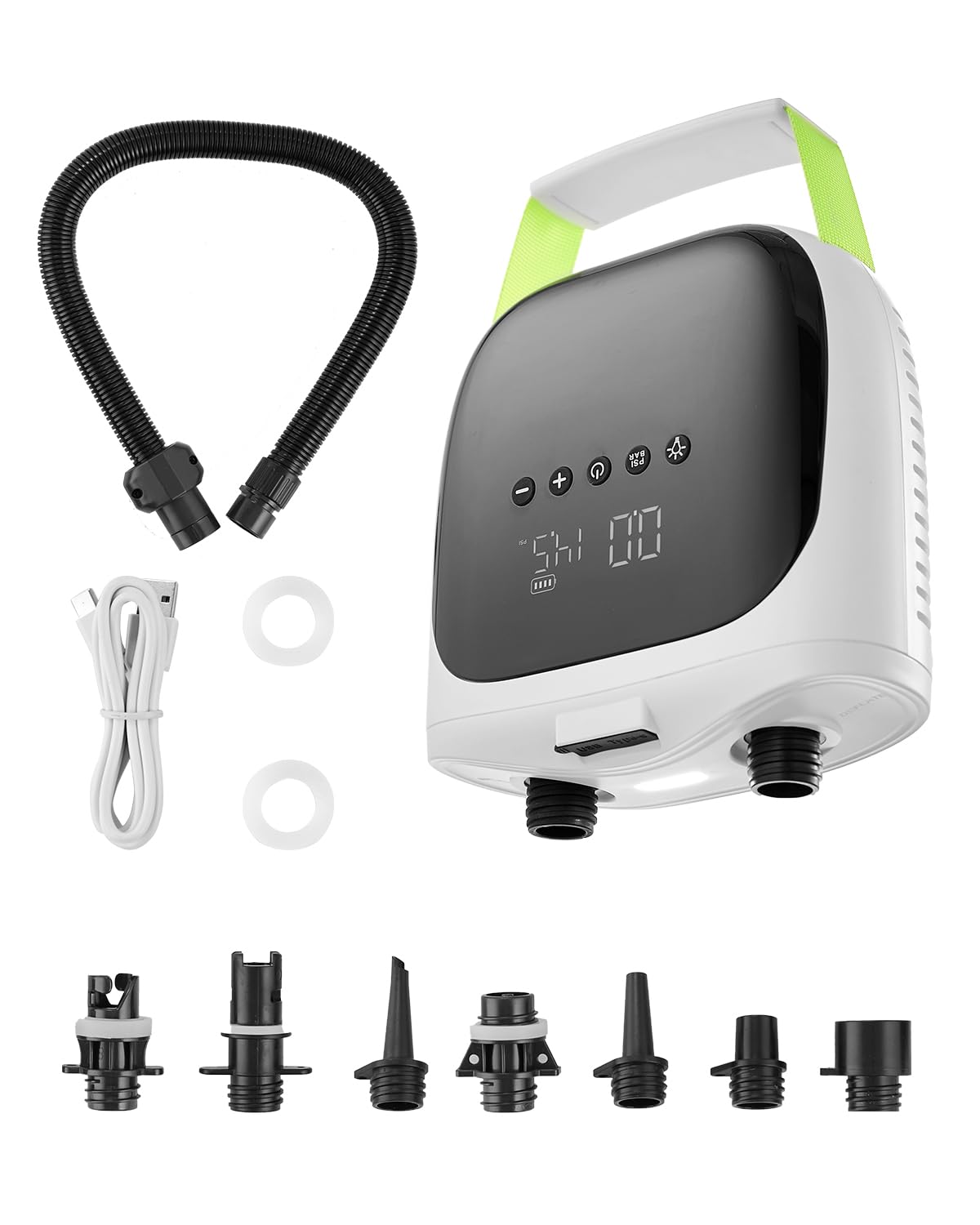VEVOR Pompe à Air Électrique pour Paddle Haute Pression 20 psi, Gonfleur pour Sup Rechargeable à Deux Étages, avec Arrêt Automatique et Fonction de Dégonflage, pour Bateaux Gonflables Matelas