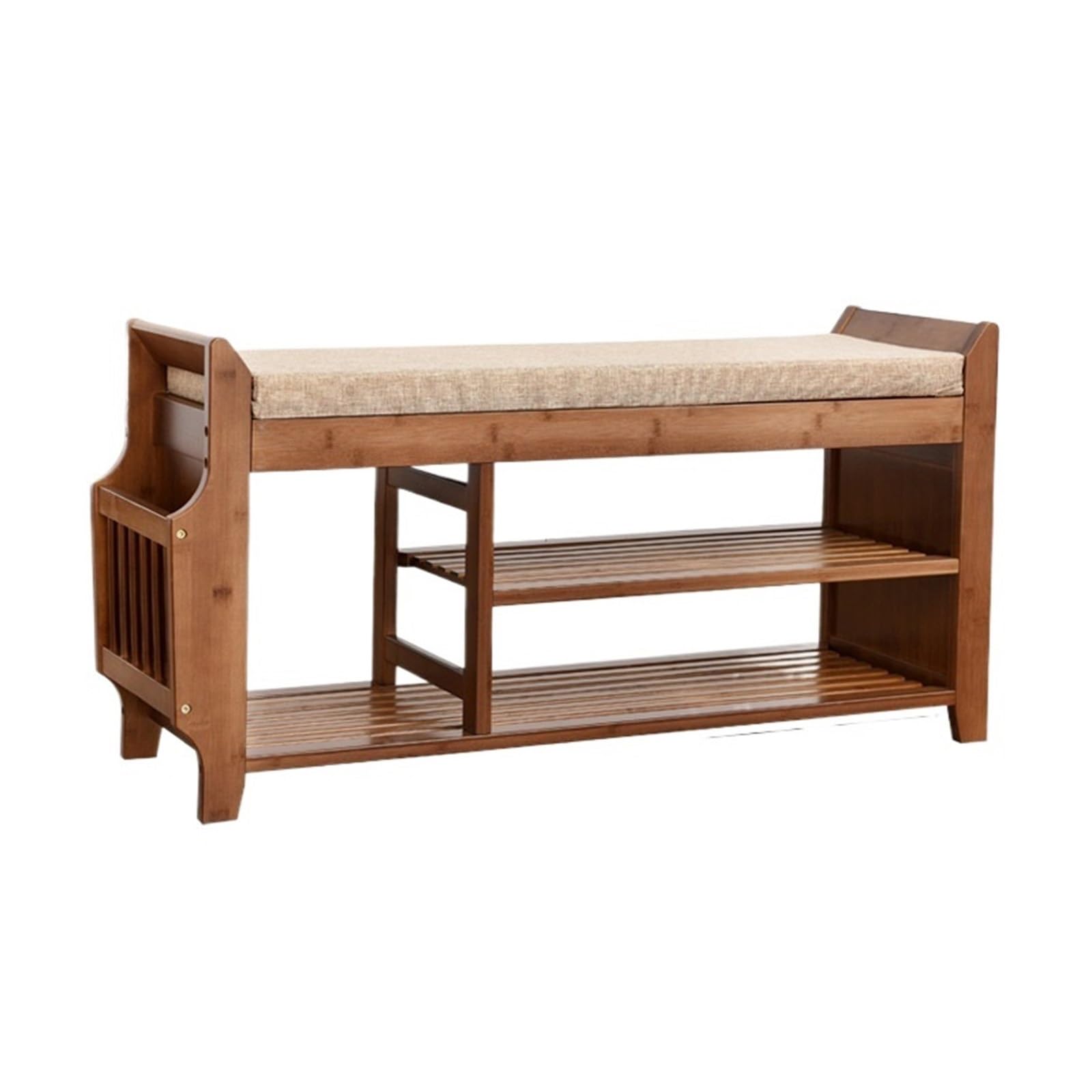 MYUYEE Shoe Bench Entryway- Shoe Bench, Shoe Rack Bench, Bamboo Shoe Rack Bench, 3-Tier Premium Bamboo Shoe Shelf Orga Or Entryway Bench For Entryway Hallway Living Room(Small)