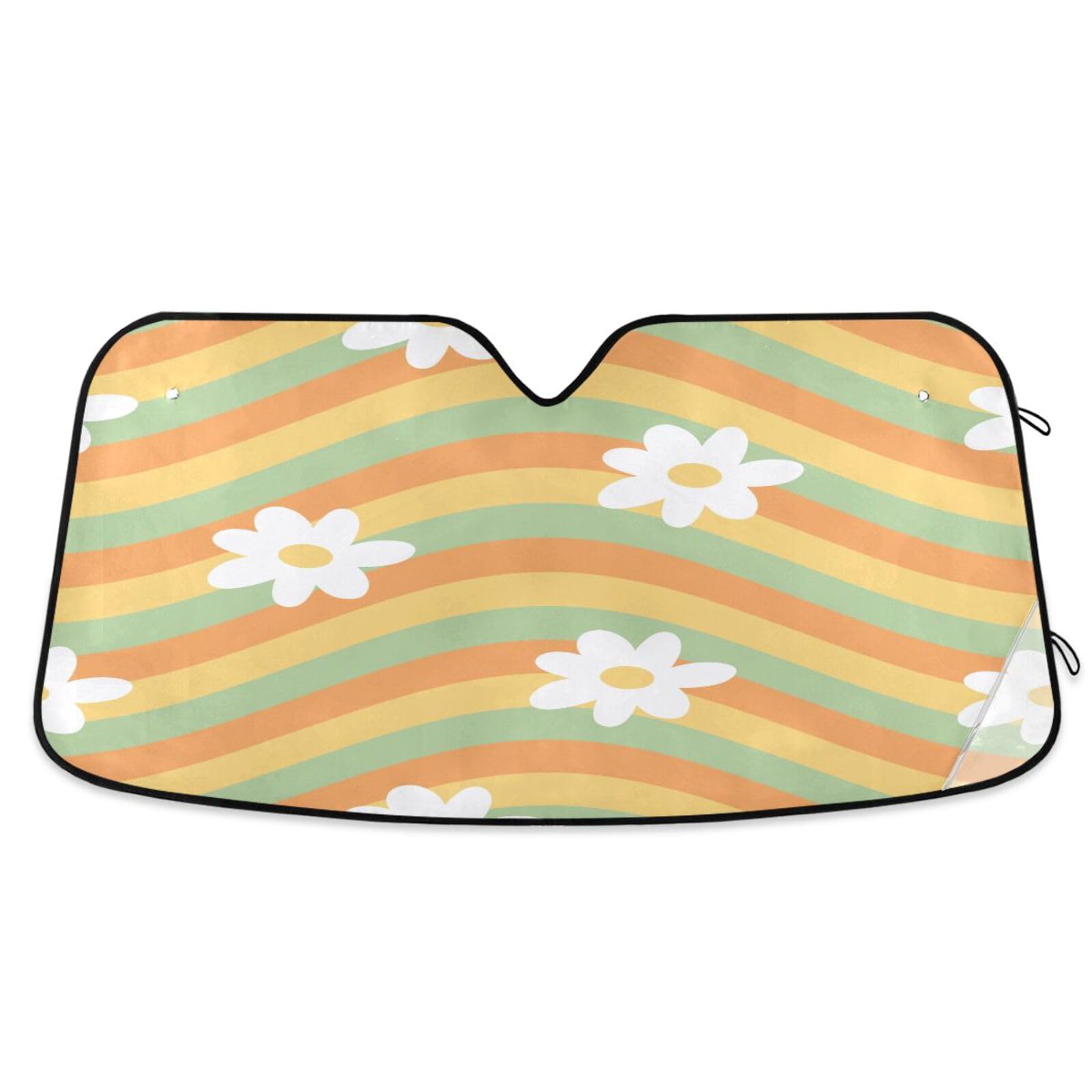 Flradish Daisy Car Front Windshield Sun Shade,Foldable Sun Visor Protector for Car Blocks UV Rays Keeps Your Vehicle Cool 55x27.6 Inch