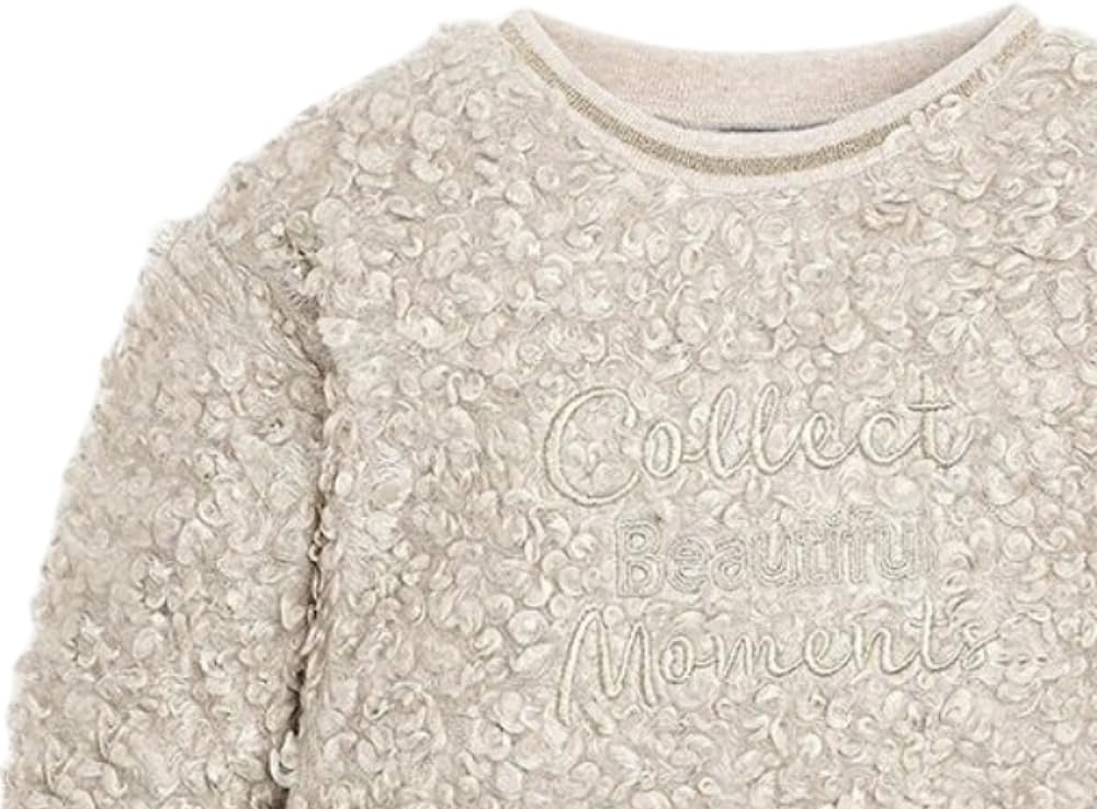 Bluza Bouclé Mayoral w kolorze beżowym, z haftem Collect Beautiful Moments, z długimi rękawami, idealna dla dziewczynek, dziewczęca bluza