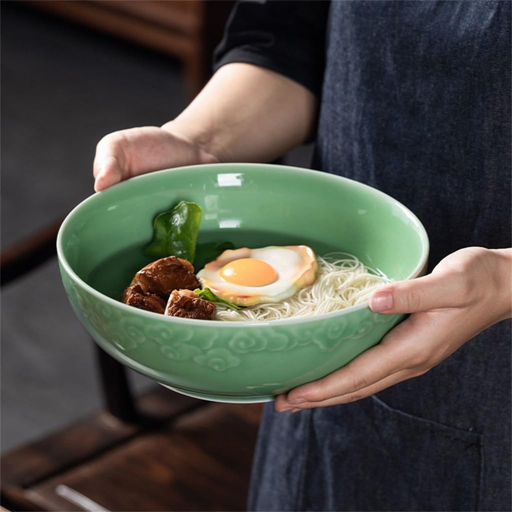 青磁のスープボウル 家庭用麺ボウル ディナーボウル セラミックボウル
