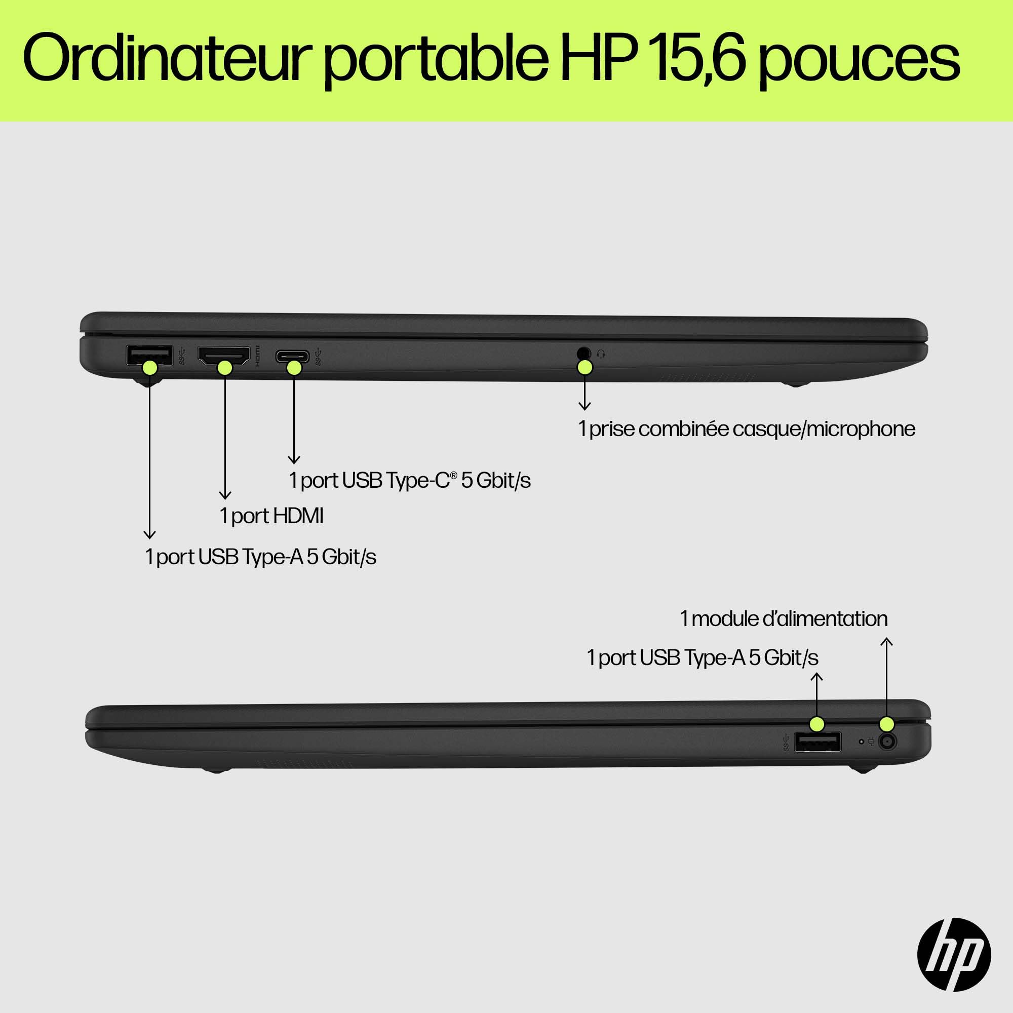 HP 15-fd0001sf 15,6" laptop FHD, laptop (Intel Celeron N100, 4 GB RAM, UFS 128 GB, grafika Intel UHD, Windows 11), szary laptop, AZERTY, Microsoft 365 Personel 12 miesięcy w zestawie
