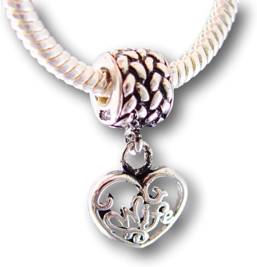 LifeSong Collection Women's Sterling Silver Plated European Charm Bead Wife Dangle Pendant