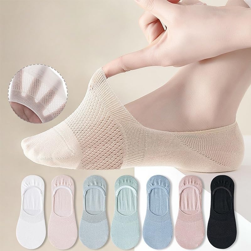 4 Pairs Women’s No-Show Non-Slip Low-Cut Boat Socks, Mesh Invisible Ankle Socks for Casual and Formal Wear2