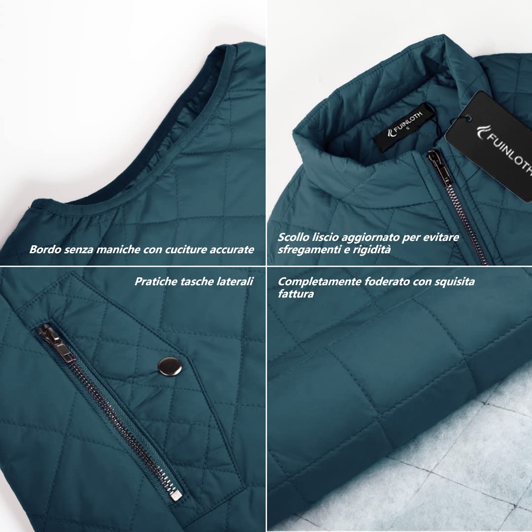 fuinloth Gilet Donna Smanicato Invernale Panciotto Dritto Collarei Giacche Ultraleggeri Senza Maniche Giacca con Tasca con Cerniera