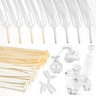 200pcs 260 Balloons, Long Balloons, White Balloons, Clear Balloons, Balloon String for Balloon Arch, Balloon Garland, Twisting Balloons for Balloon Animals Birthday Wedding Party Decoration