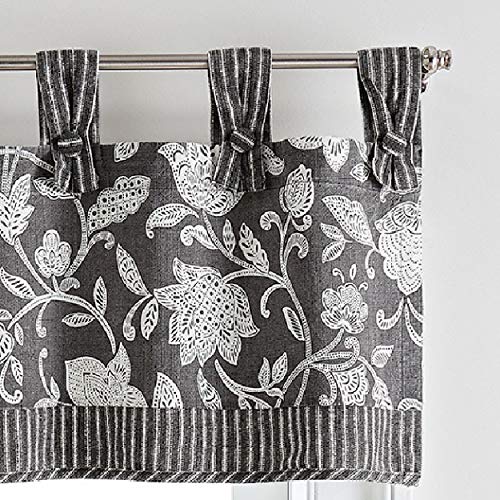 Waverly Stencil Vine Short Valance Small Window Curtains Bathroom, Living Room And Kitchens, 52" X 18", Black #TOP1