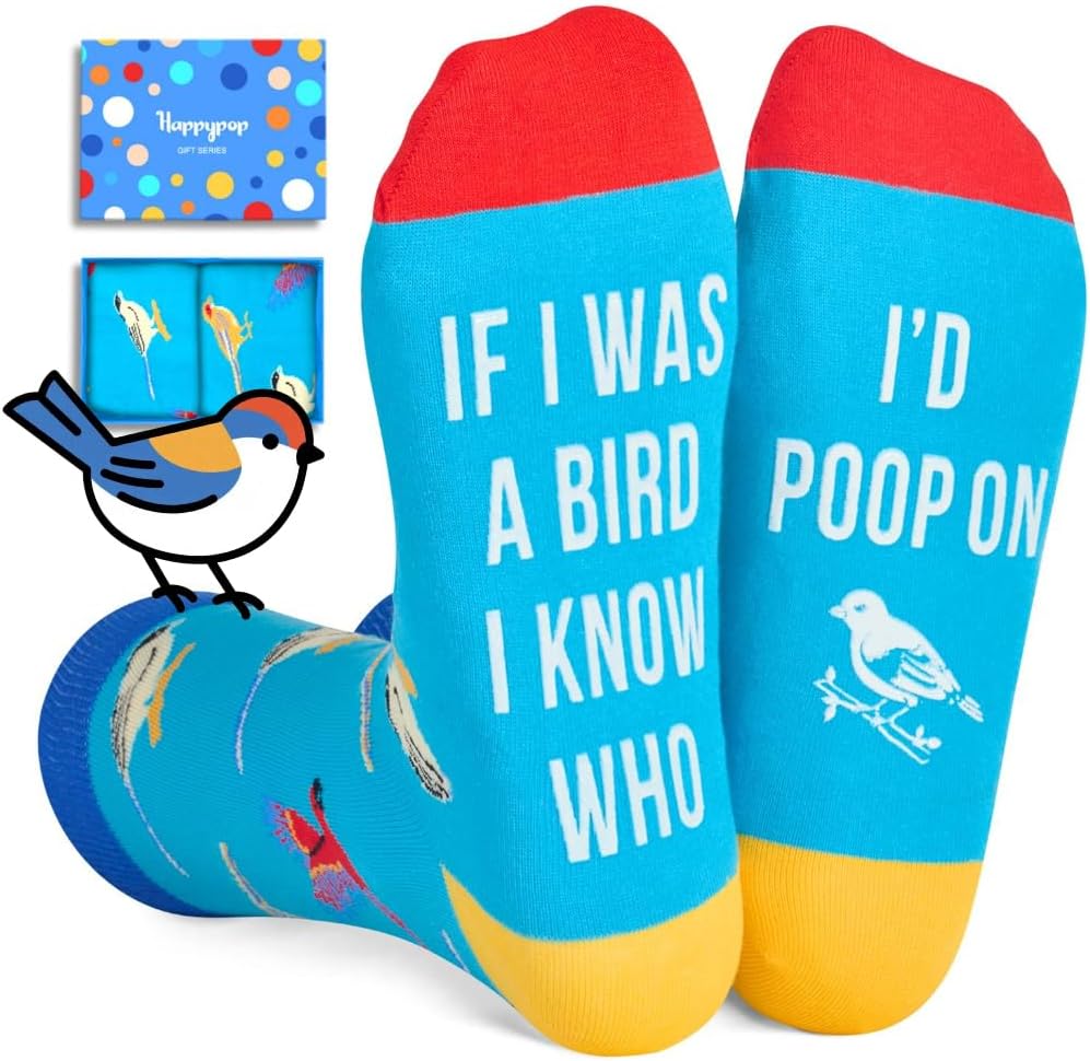 Calcetines divertidos HAPPYPOP para mujer - Regalos de pájaros y mariposas