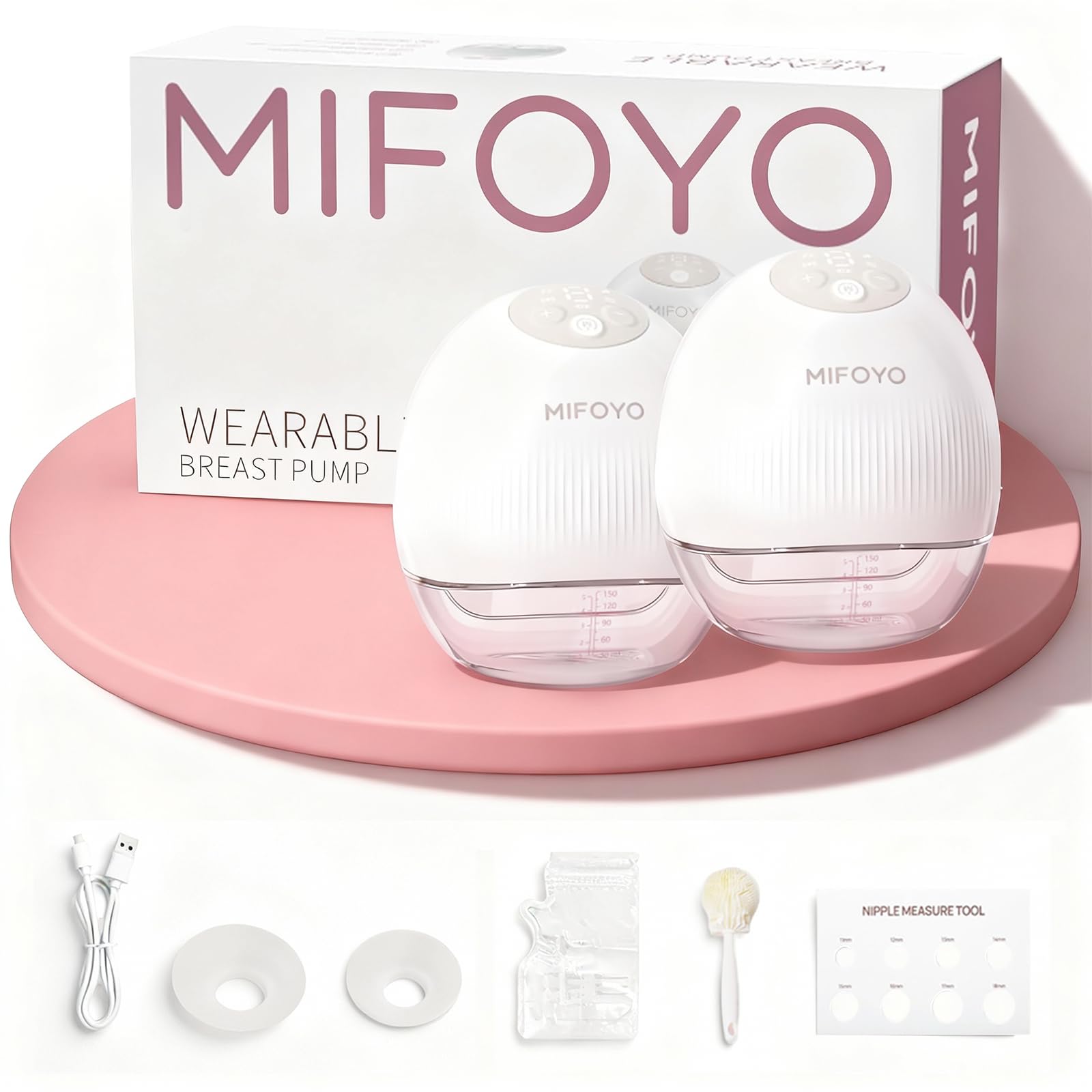 Wearable Breastfeeding Pump, Hands-Free Breast Pump  Electric Portable Breast Pump with 4 Modes & 9 Levels, 5oz Capacity, 1300mAh Battery, Clear LCD Display, Quiet <50dB, Easy to Clean, 2 Pack White Pack of 2