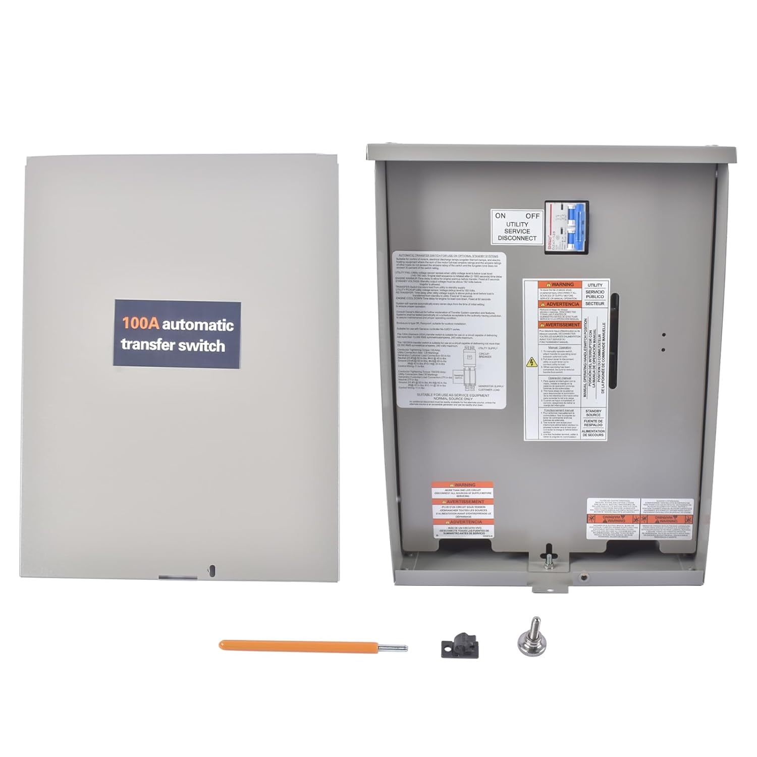 100 Amp Single Phase Generator Automatic Transfer Switch Compatible with Generac RXSW100A3, 120/240V, NEMA 3R Aluminum Enclosure, Indoor/Outdoor Use, Power Management Compatible