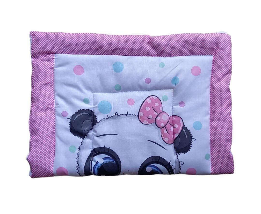 Vivatra Combo Newborn Baby Pom Pom Cotton Baby Bed | Godari | Cradle Bed | Crib Sheet | Changing Mat Baby Godadi | Godari | Bedding Set | Mattress_Pack of 2 Piece_(20 * 30 Inch) (Hippo & Panda) 3