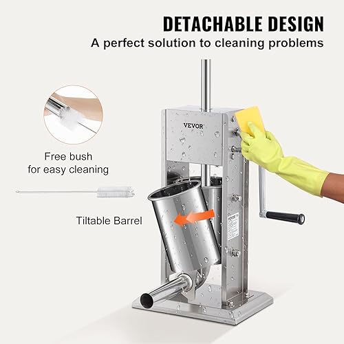 Miniatura 41 de VEVOR Relleno de salchichas, capacidad de 22 libras/10 L, relleno eléctrico de salchichas de acero inoxidable 304, relleno eléctrico vertical