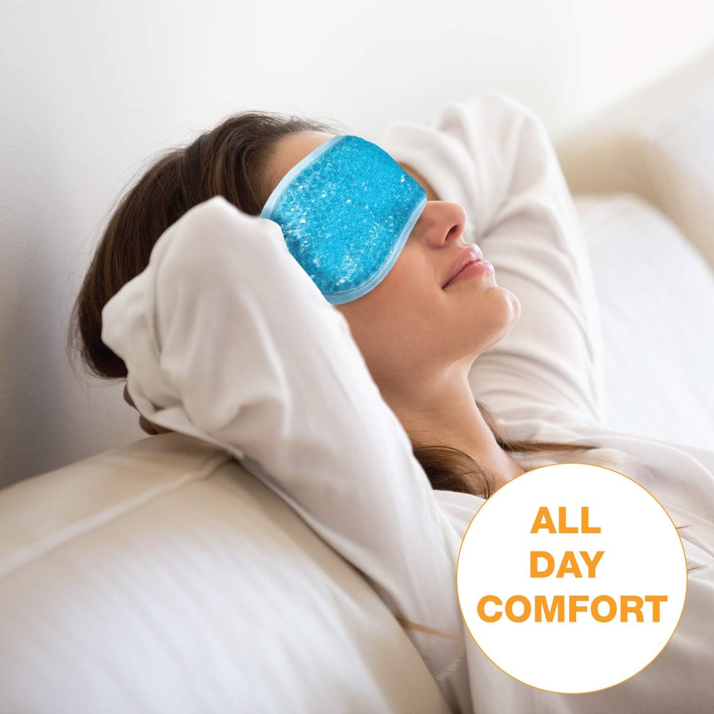 USA Merchant - Hot/Cold Plush Gel Bead Relief Wrap | Freeze Therapeutics by L'AUTRE PEAU | Hot Or Cold Reusable Ice Packs with Flexible Beads (Blue Full Eye Mask) - Image 7