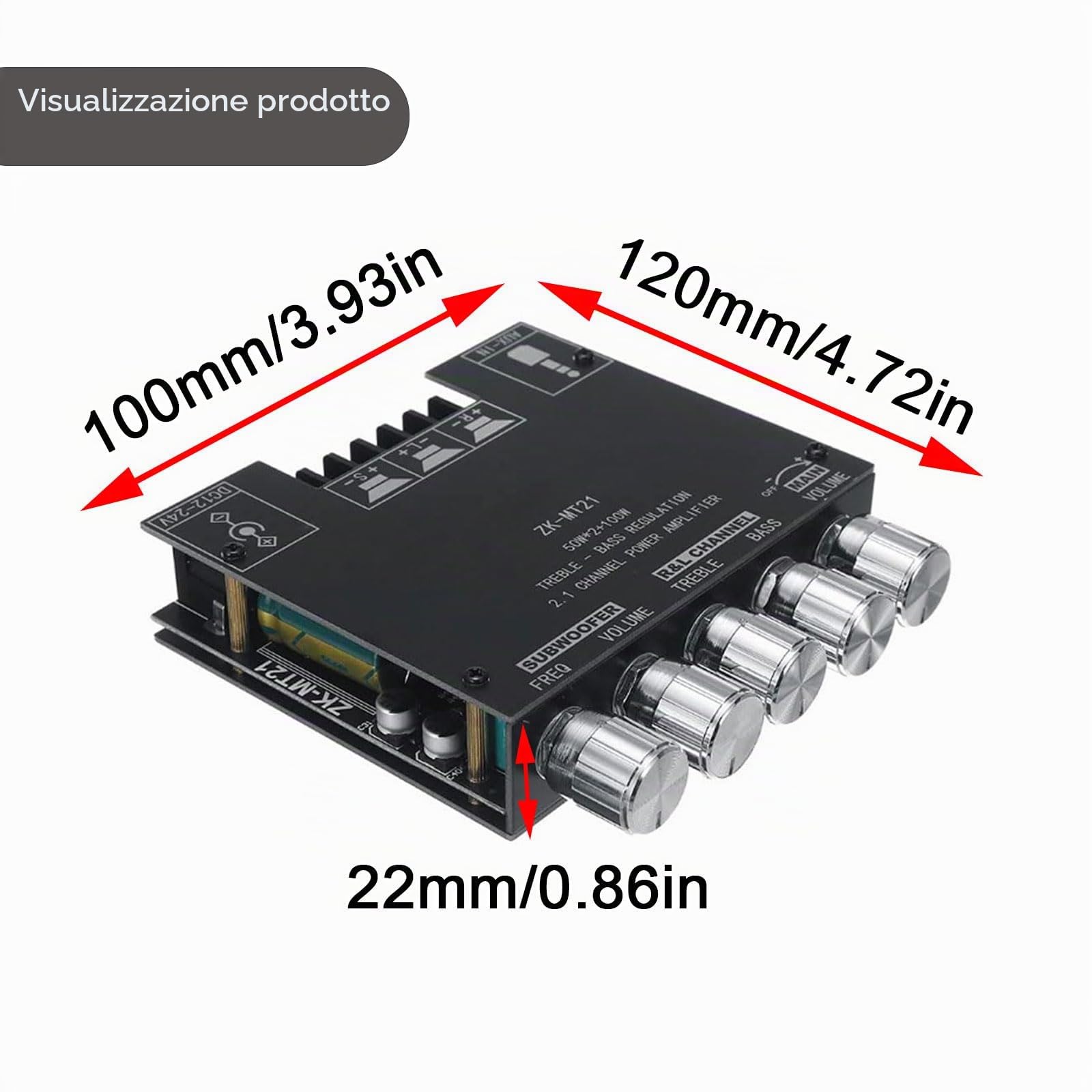 GERUI Modulo Amplificatore Audio ZK-MT21 2.1 Canale Scheda Amplificatore di Potenza Digitale Bluetooth