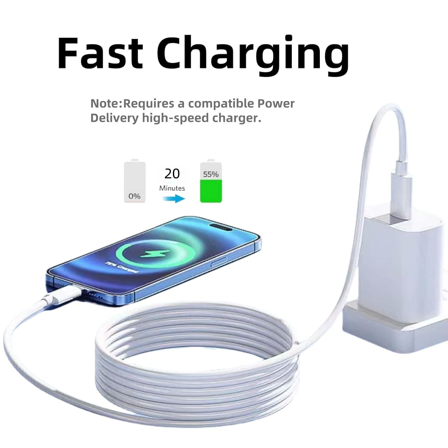 Cavo extra lungo da USB C a Lightning, 3 m, certificato MFi, 27 W, ricarica rapida, compatibile con iPad/iPhone 14/14pro/13/12/11/11Pro Max/X/XS/XR/XS/8/7