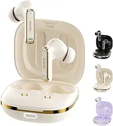 Basike F1 Fone de Ouvido Sem Fio, Bluetooth 5.4 Com ANC-Cancelamento De Ruído Ativo, ENC-Cancelamento de Ruído em Chamadas, 40Horas de Reprodução, Ajuste Confortável, Baixa Latência (Branco)