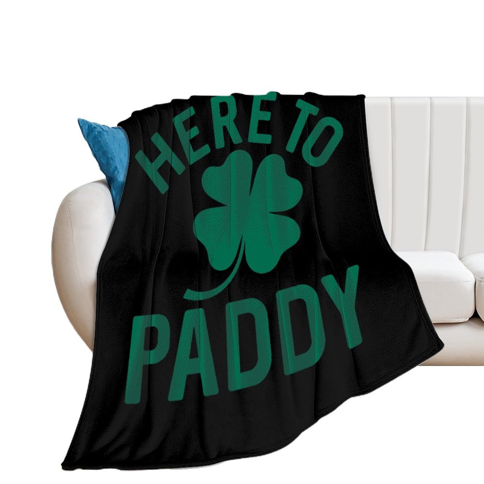 NCLQVJXZKHW Here To Paddys-Shamrock Flannel Blanket Soft Throw Blankets Bed Couch Sofa Travel
