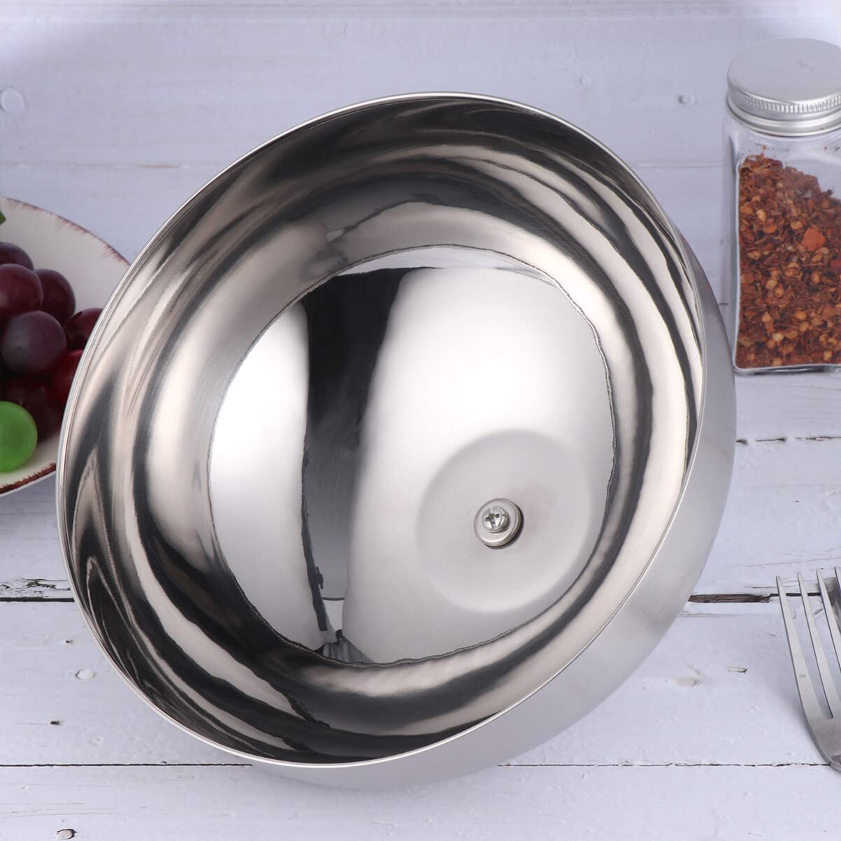UPKOCH Copertura Anti-Schizzi D'Olio in Acciaio Inossidabile 28 Cm Con Manico Coperchio a Cupola Per Griglia E Piastra Ideale Per Cuocere Bistecche E Verdure Al Vapore