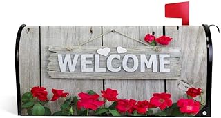 Hapuxt Welcome Mailbox Covers Magnet 18x21 Inch PVC Mailboxes Wraps Post Letter Box Cover Welcome Sign Hearts Hanging Rustic Wood Durable Waterproof Garden Outdoor Home Decoration