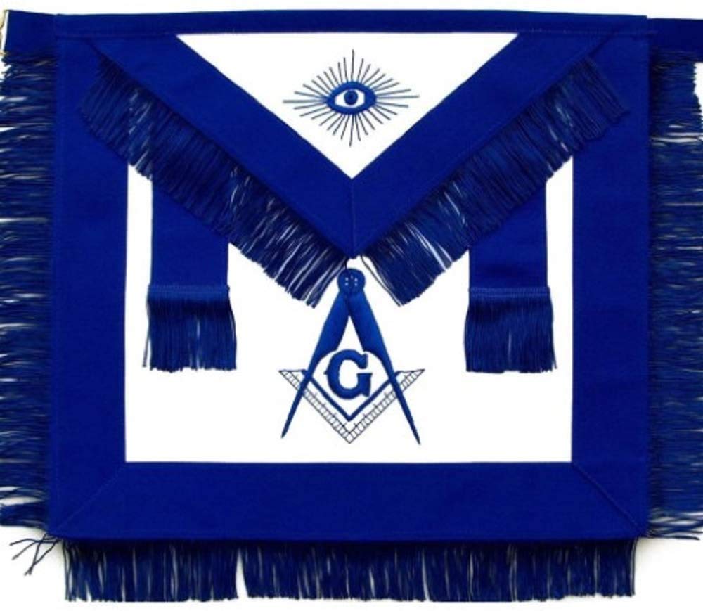 Tablier Master Mason en vraie peau d'agneau avec franges bleues élégantes