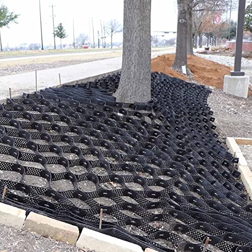 Rejilla de estabilización del suelo, flexible y plegable, rejilla de refuerzo de panal negro para calzadas, paisajismo, rejilla de células geográficas cortables (3 m x 8 m)