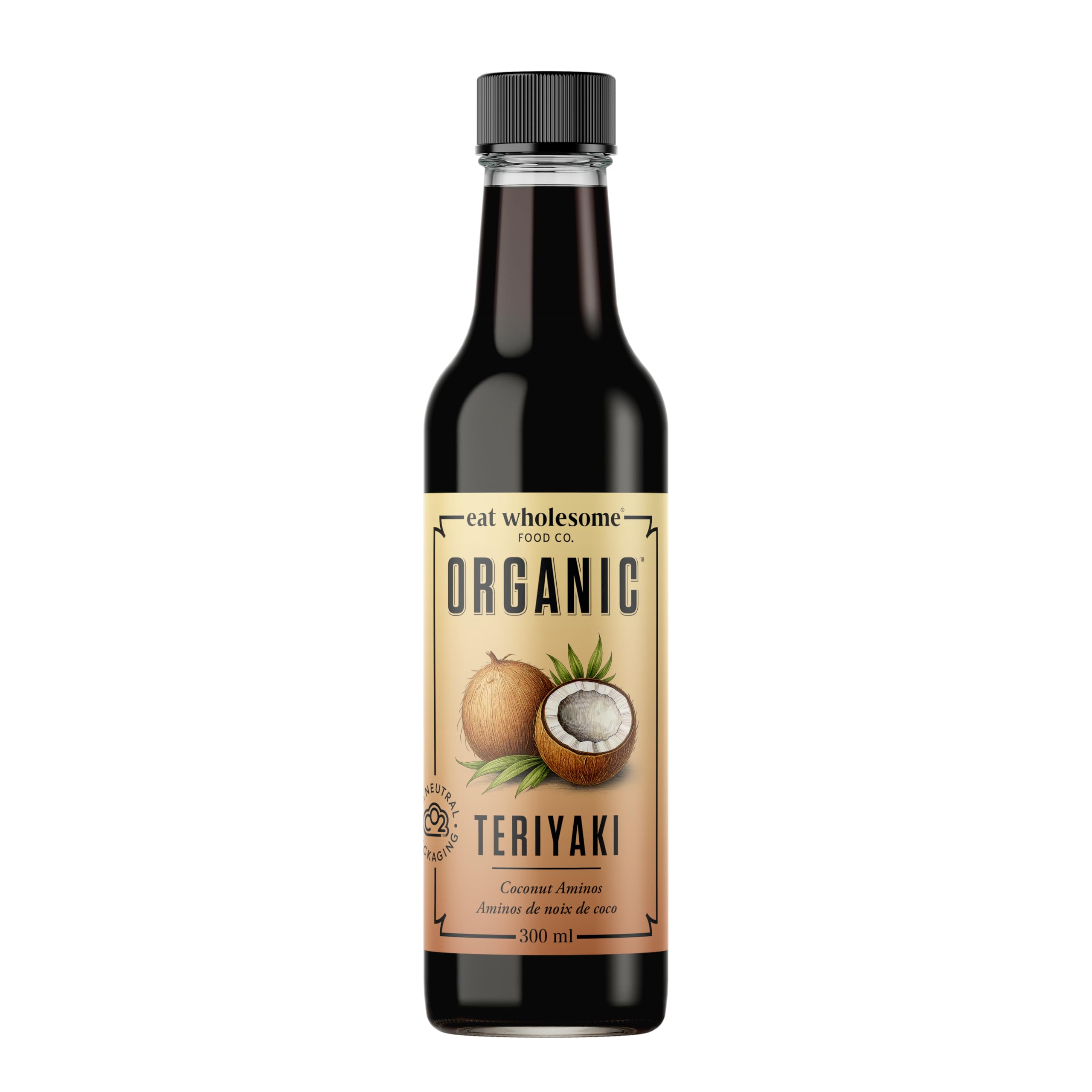 Eat Wholesome Organic Coconut Aminos, Teriyaki, 300 ml - Vegan, Naturally Fermented, Reduced Sodium - For Marinades, Dipping Sauce, Rice Bowls and More