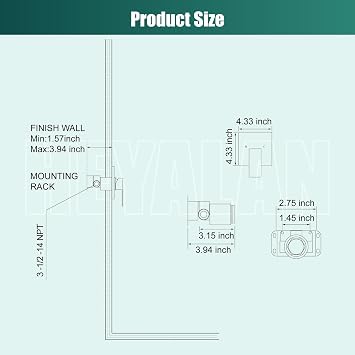 Heyalan Bathroom Shower Valve Mixer Single-Function Single Handle Trim Kit Wall Mount Brass Faucet Shower Rough-In Valve Female Thread,Square,Matte Black