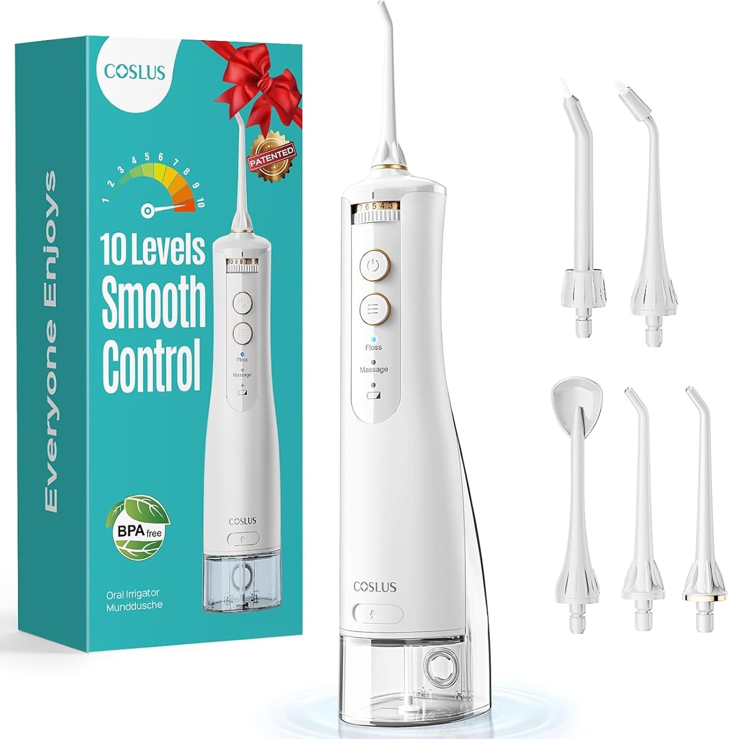 COSLUS ADA Accepted E40 Water Dental Flosser, 10 Pressure Levels Easy Use