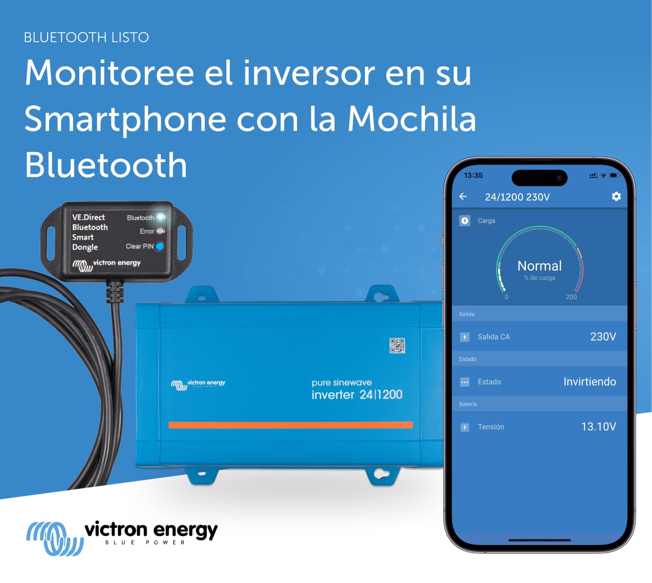 Victron Energy 1200VA 24-Voltios 230V CA Inversor de Onda sinusoidal Pura (Schuko)