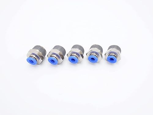 Vista 73 de Empuje para conectar conexión de tubo de 1/8" OD x 1/4" macho NPT rosca, línea de agua recta macho neumática, conectores de empuje rápido