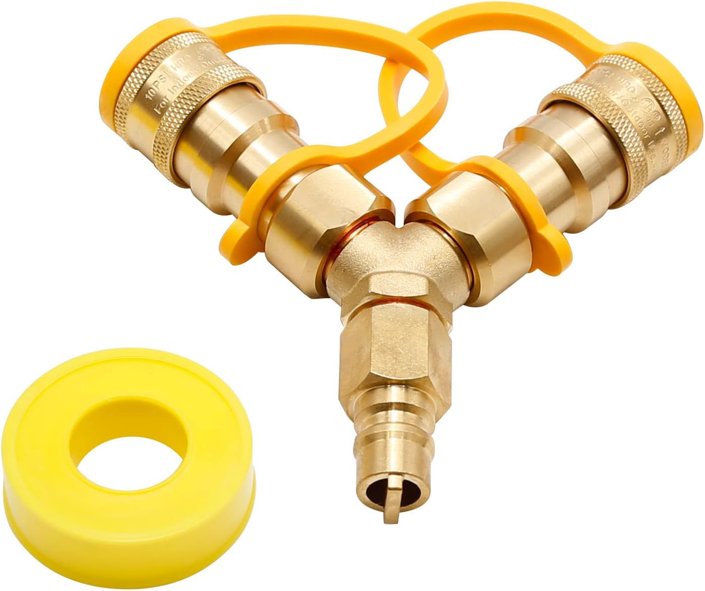 Saihisday 3/8 Inch Y Natural Gas Quick Connect Fittings, Replacement for Weber Natural Gas Grill, Natural and Propane Gas Hose Plug Set, Outdoor Firepit, Split Water/Fuel/Air